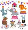 circus child show cartoon animals set vector image
