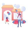 happy family shopping mall advertising flat banner vector image