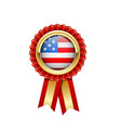 red rosette with usa flag in gold badge american vector image