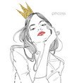 young beautiful woman with crown vector image vector image