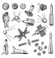 artificial satellite spaceship and astronaut icon vector image vector image