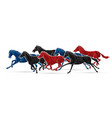 group seven horses running cartoon graphic vector image vector image