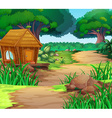 scene with house in the woods vector image