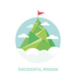 flag on the mountain peak way vector image