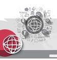 paper and hand drawn earth globe emblem with icons vector image