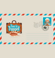 postal envelope with stamp on the theme of travel vector image vector image