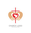 cross and the hands of christ heart vector image