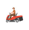 man with red lawnmower vector image vector image