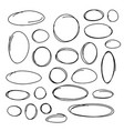 set hand drawn scribble circle on white vector image