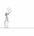 single one line drawing of young astronaut vector image