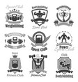 weightlifting fitness gym sport club icons vector image