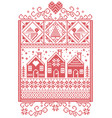 gingerbread houses christmas pattern vector image