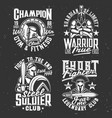 gladiator warriors with sword tshirt prints set vector image vector image
