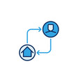 house and man connected with arrows colored vector image
