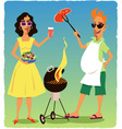 barbecuing couple vector image vector image