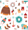 cozy christmas seamless pattern delicious hygge vector image