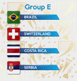 football cup group stage world tournament table vector image vector image
