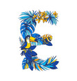 tropical floral summer letter e hand drawn vector image