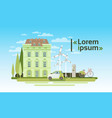 house building with wind turbine and electric car vector image