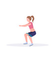 sporty woman doing exercises with resistance band vector image