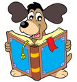 dog reading book vector image