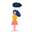 sad and depressed girl storm cloud vector image