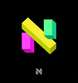 n letter logo red monogram 3d illusion vector image vector image