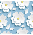 seamless pattern blue with 3d sakura vector image