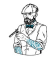 trendy barber in irish cap vector image