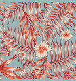 tropical leaves hibiscus plumeria flowers red vector image