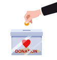 donation box with human hand insert golden coin vector image