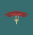 pixel icon in flat style sausage on fork vector image vector image