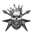vintage rock star skull in crown vector image vector image