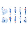 isometric medical workers doctor nurse dentist vector image vector image
