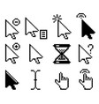 set pixel computer mouse cursor icons vector image vector image