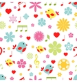 flowers birds and music notes seamless pattern vector image