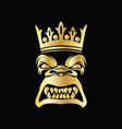 graphic head gorilla with crown on gold color vector image