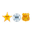 sheriff badges set silver and golden police signs vector image vector image