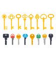 vintage antique and modern keys flat simple icons vector image