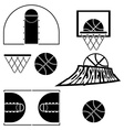 basketball game objects icons vector image