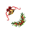 christmas holly brunches decoration vector image vector image