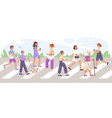 people crossing street pedestrian crosswalk city vector image vector image