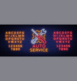 auto service repair logo in neon style sign vector image