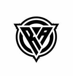 Ra logo with negative space triangle shape Vector Image