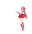 anime manga girl dressed in santa claus costume vector image