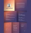minimalist purple resume cv template vector image