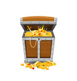 wooden old pirate chests full of treasures gold vector image
