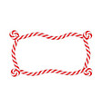christmas candy cane rectangle frame with red vector image vector image