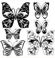 set black and white butterflies vector image