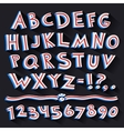 cartoon retro 3d font with strips on black vector image vector image